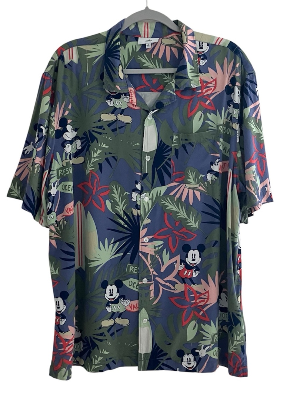 Disney Mickey Mouse Tropical Hawaiian Resort Shirt Men’s Large L Button Up